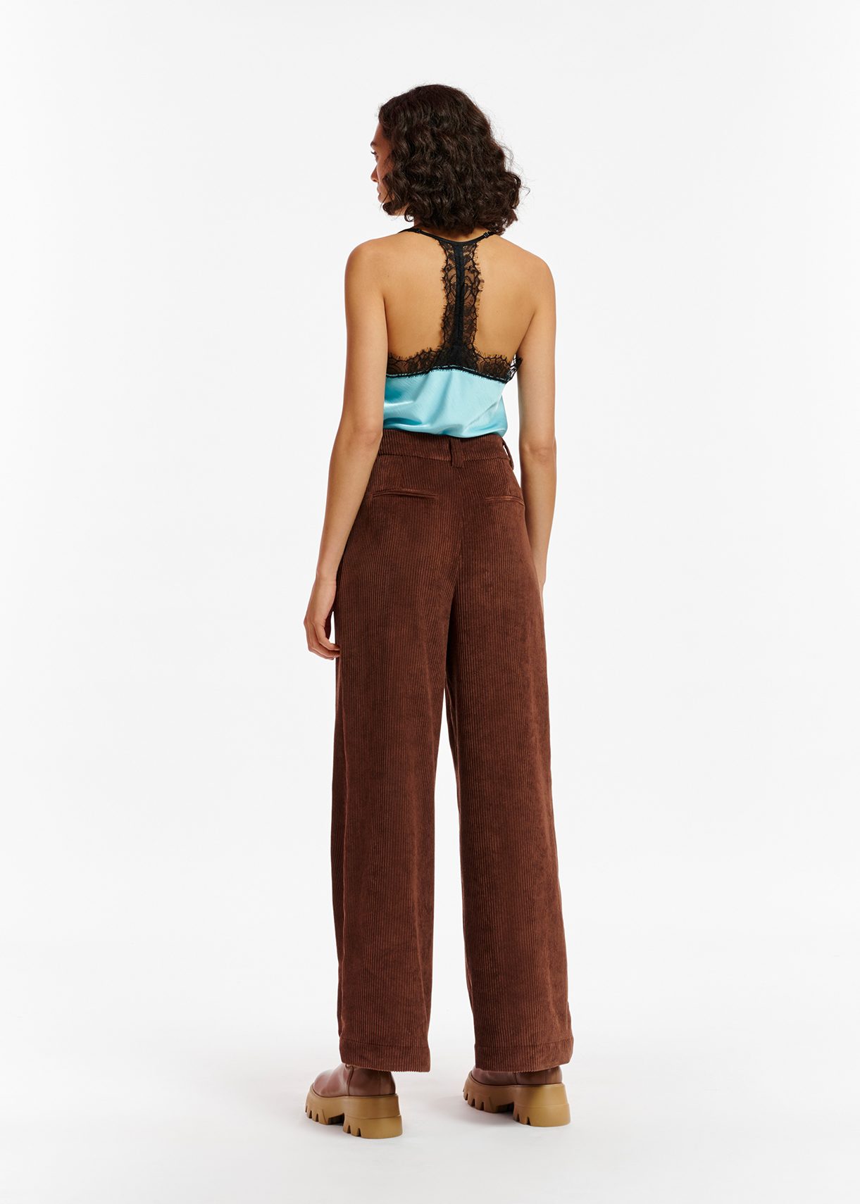 Brown corduroy wide-leg pants | Essentiel Antwerp