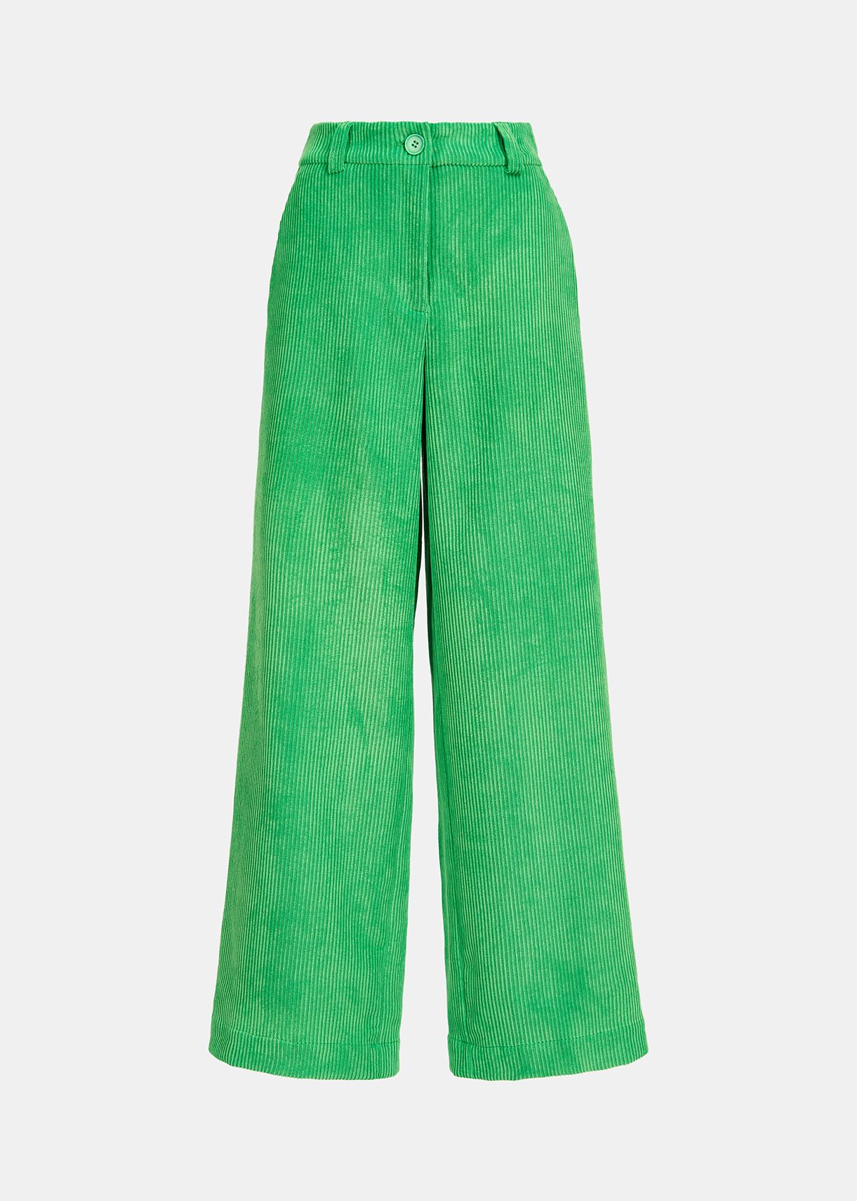 Green corduroy wide-leg pants