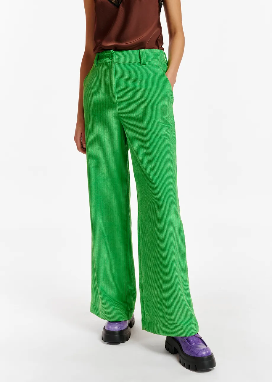Green corduroy wide-leg pants  Essentiel Antwerp United Kingdom