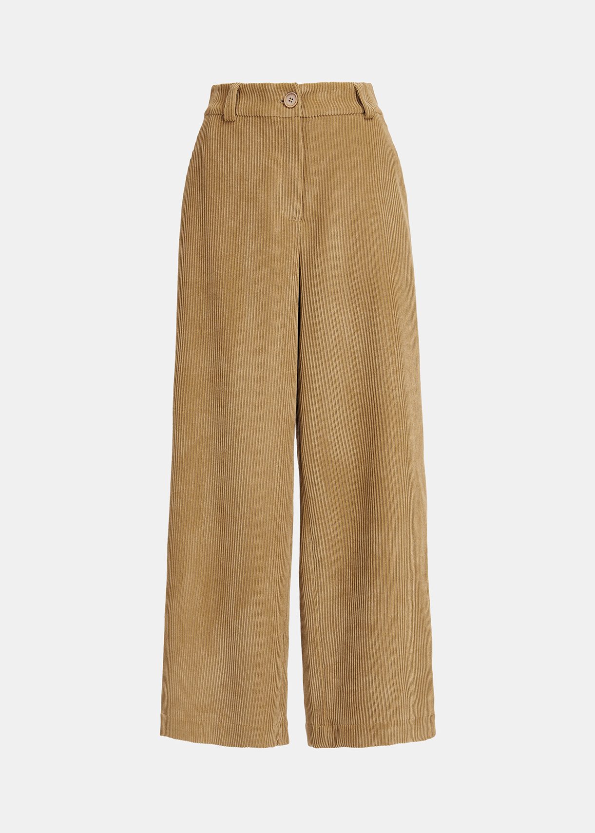 Camel corduroy wide-leg pants