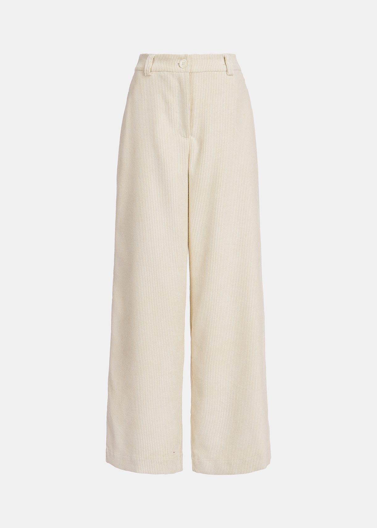 Ecru corduroy wide-leg pants