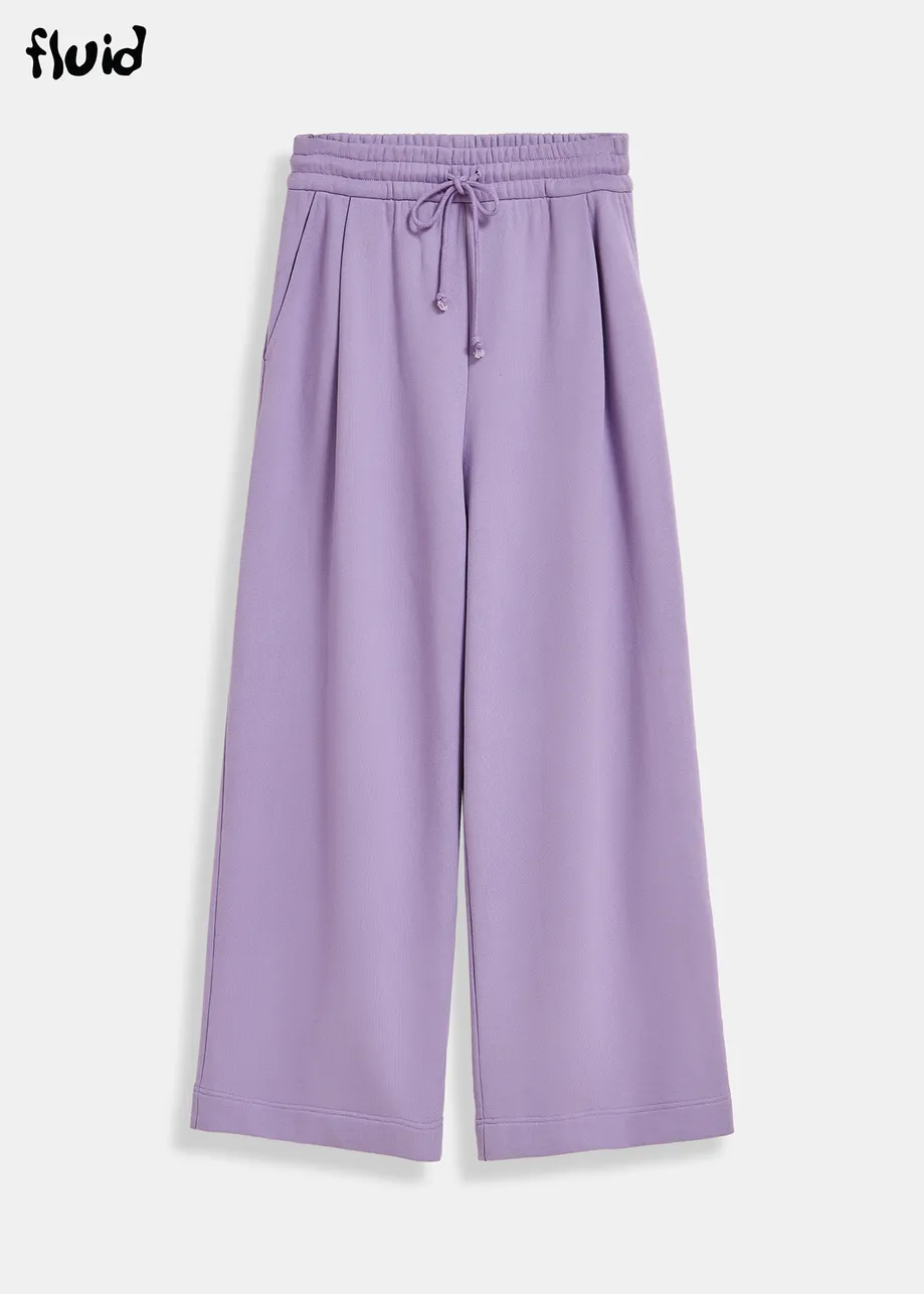Lilac wide-leg cotton-jersey sweatpants