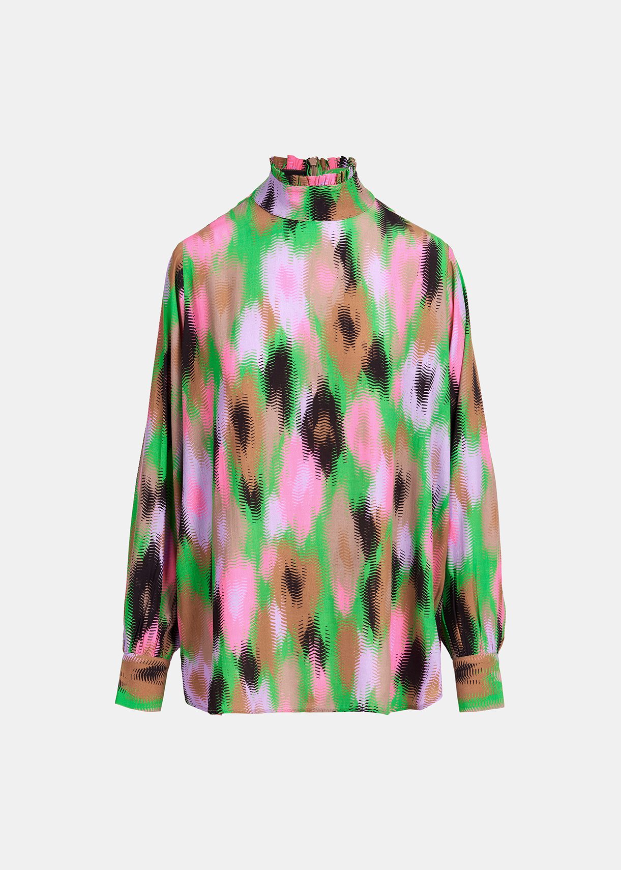 Multicolor high-neck top with abstract print