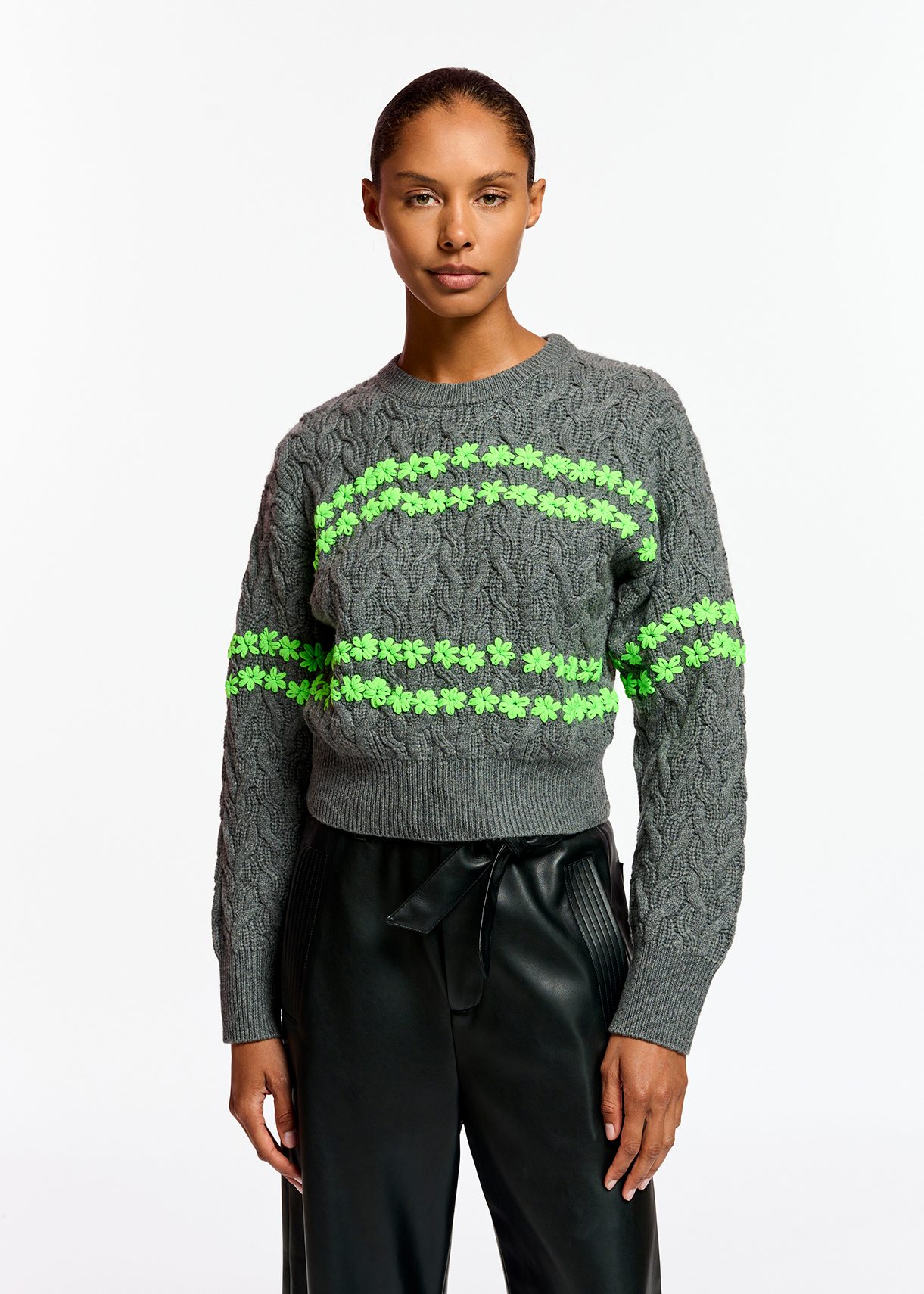 Green black sale sweater