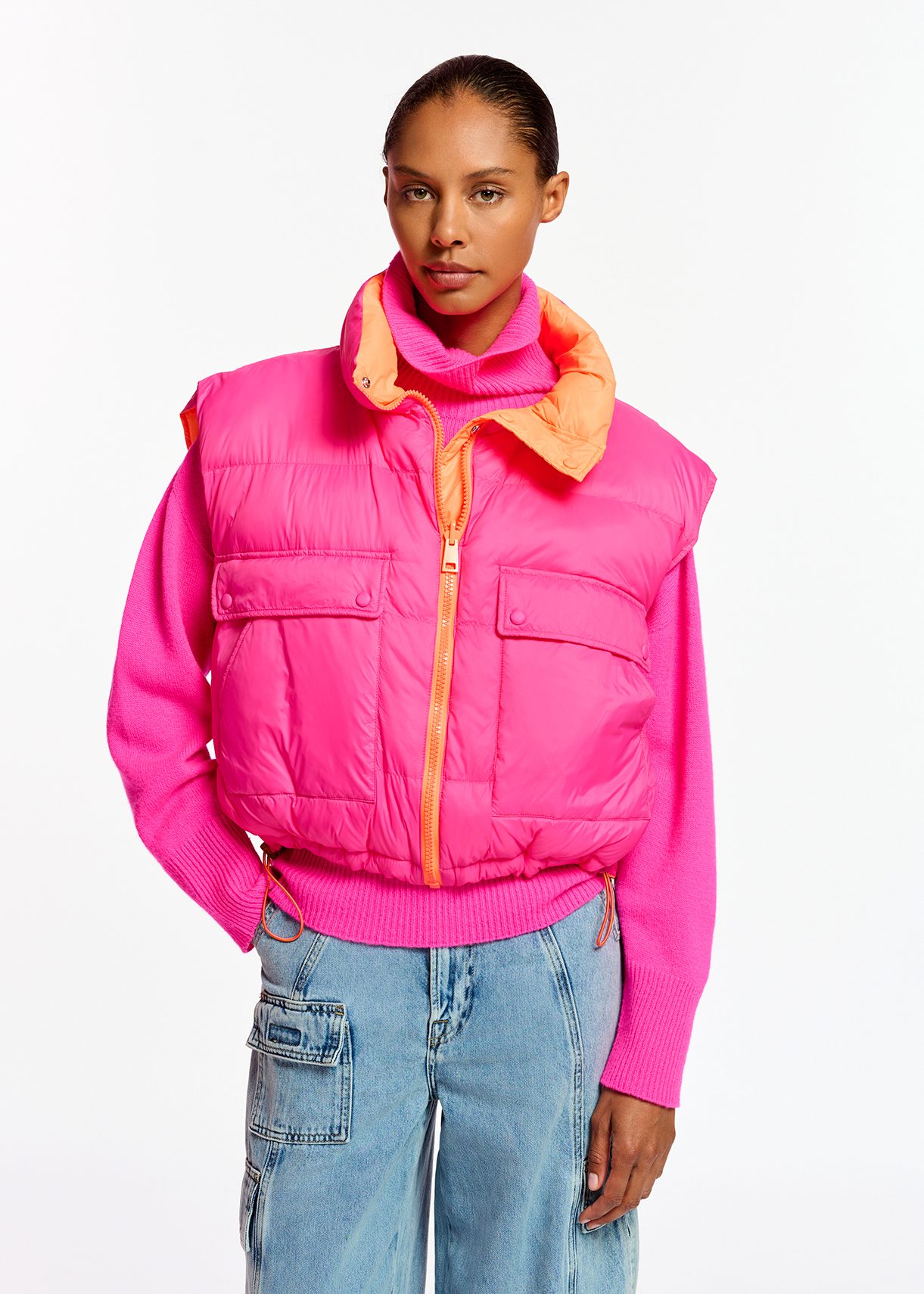 Womens hot store pink puffer vest