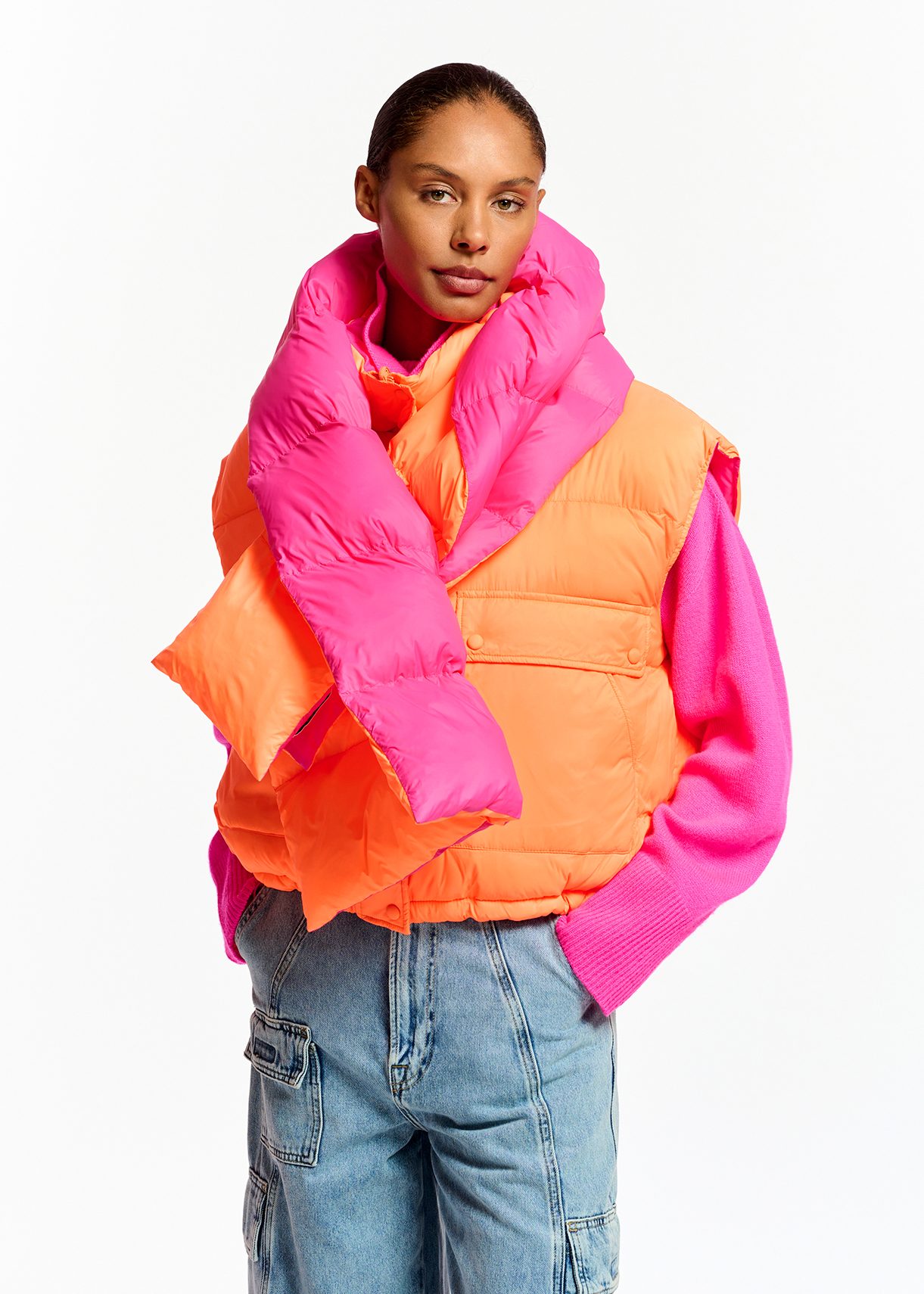 Veste en jean discount courte jaune fluo