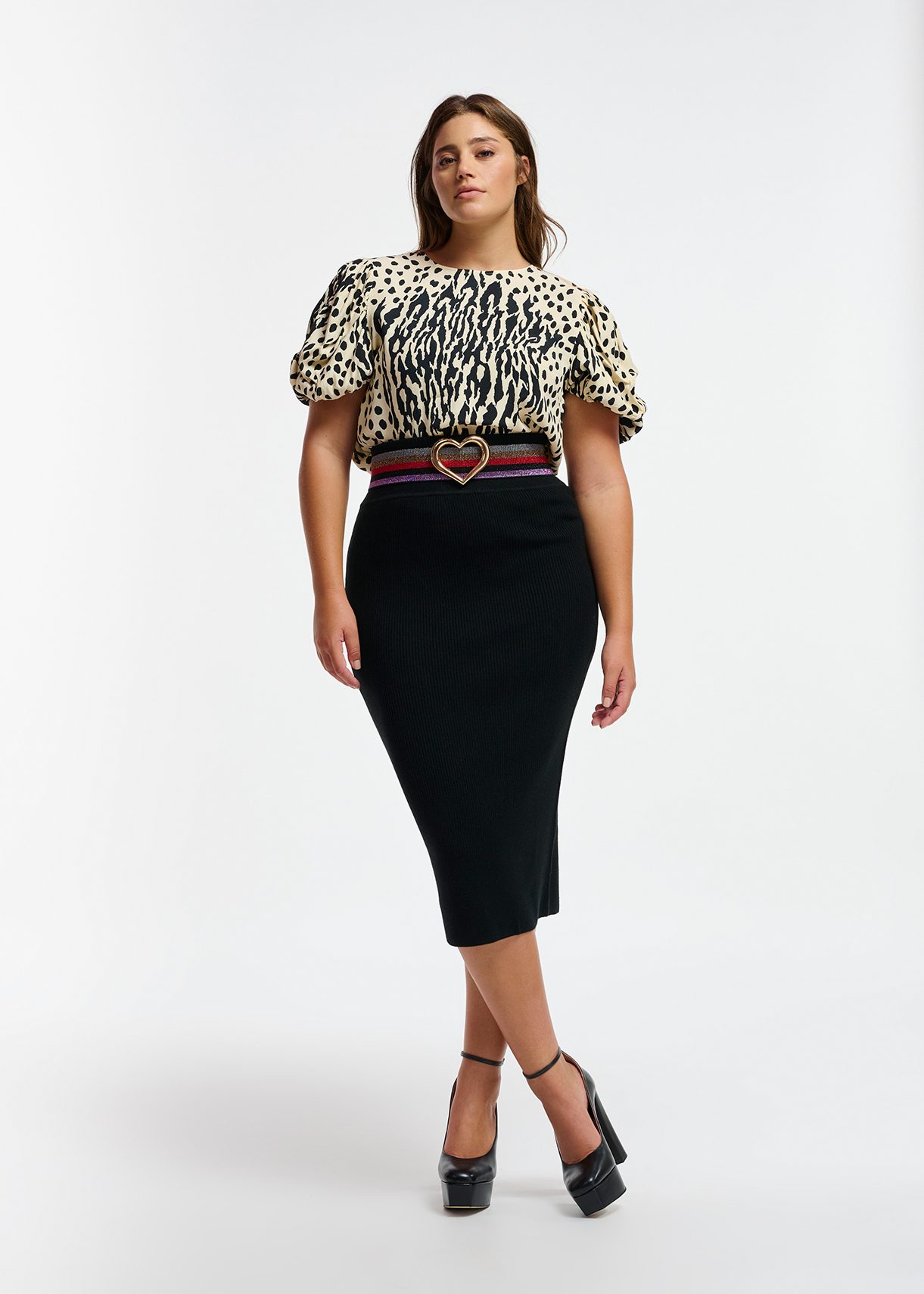 Leopard knit 2024 midi skirt