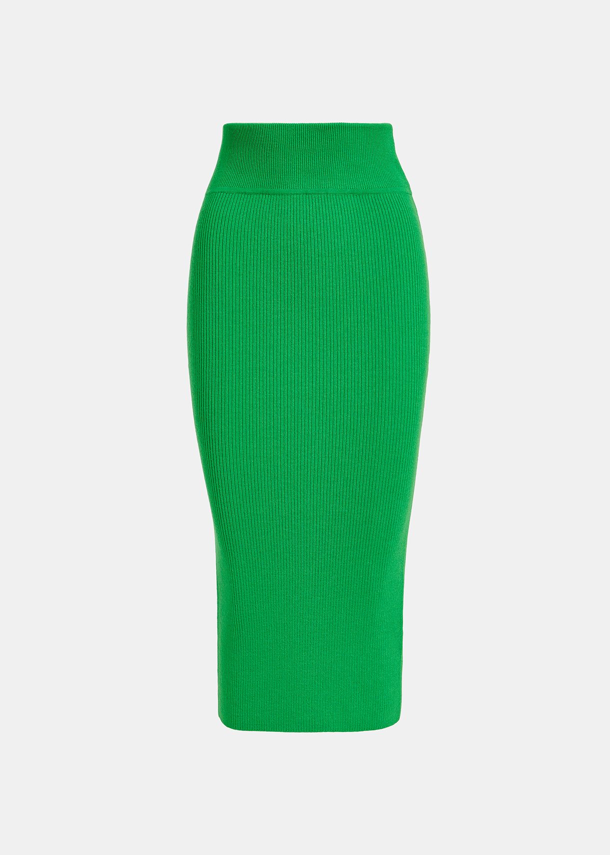 Green rib-knitted midi skirt