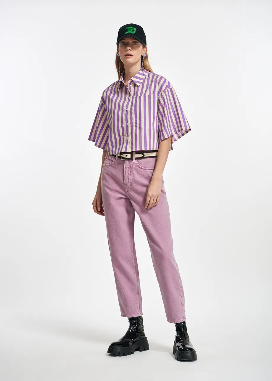 Lilac denim boyfriend-fit jeans