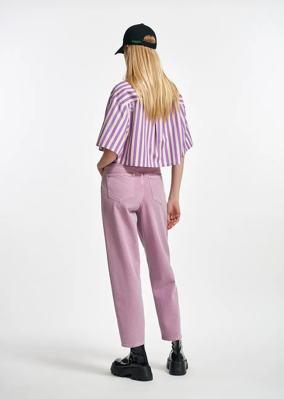 Lilac wide-leg cotton-jersey sweatpants