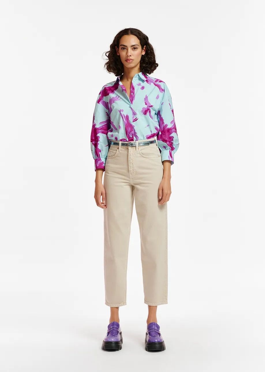Ecru denim boyfriend-fit jeans