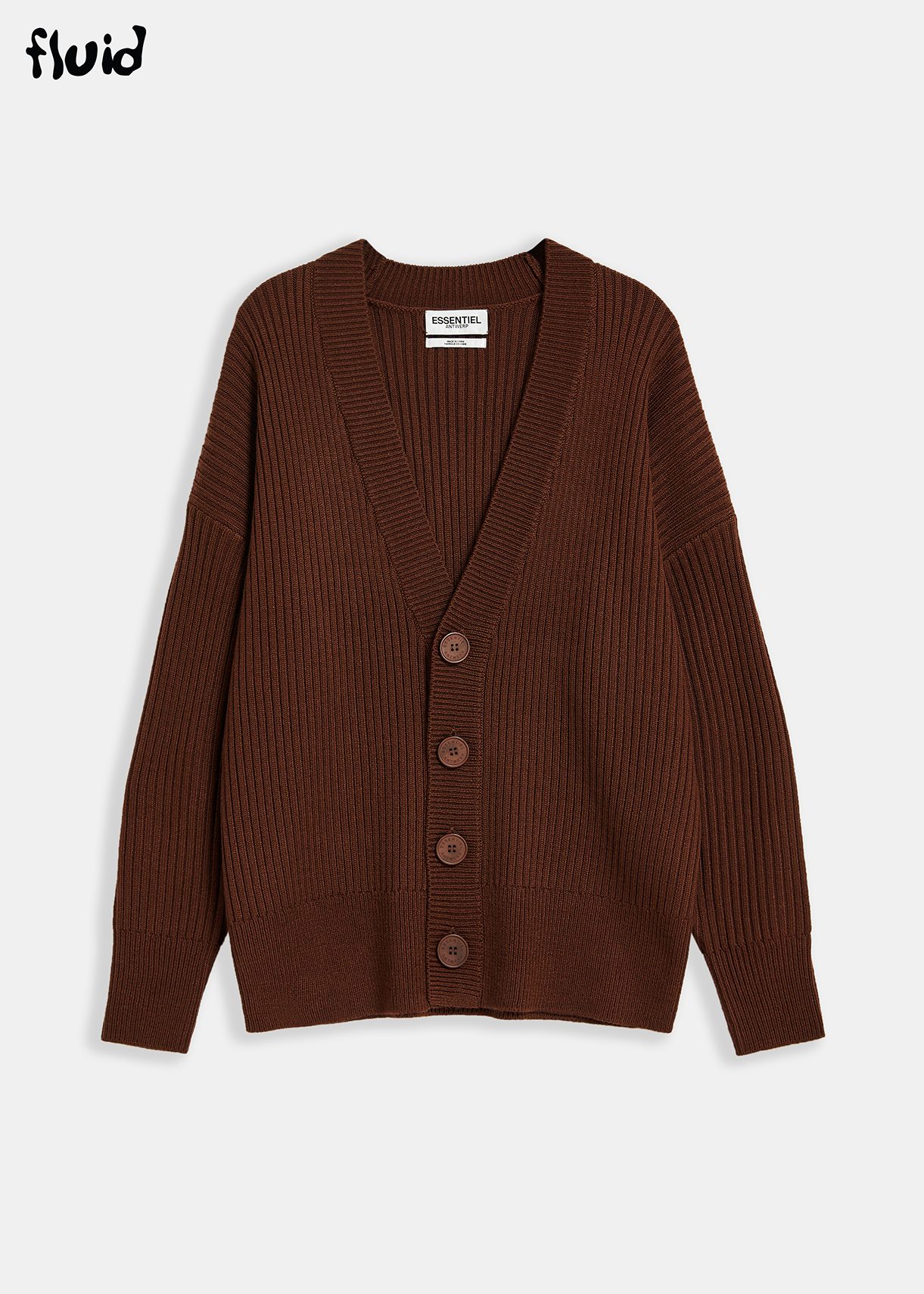 Brauner, gerippter Cardigan