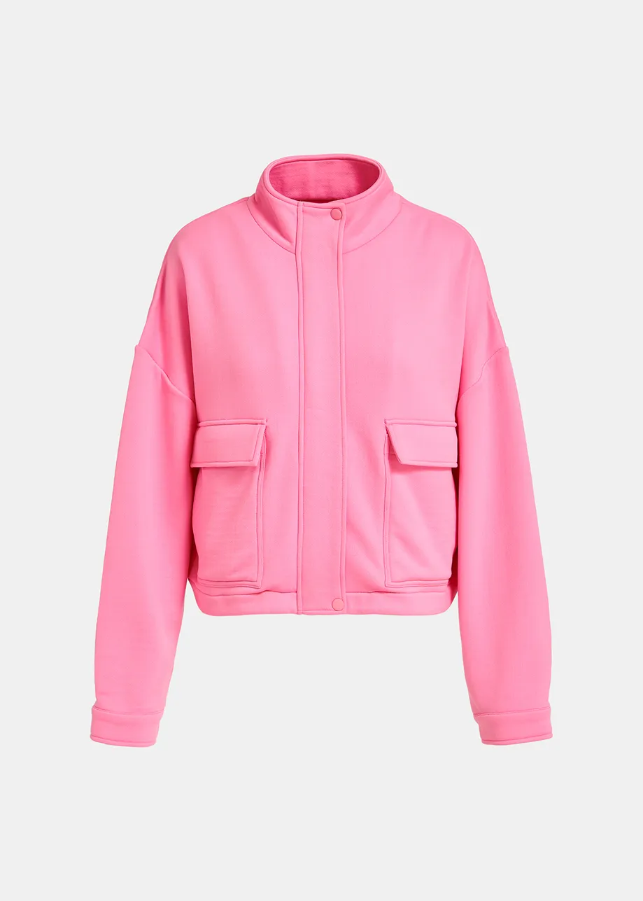 Pink jersey bomber jacket