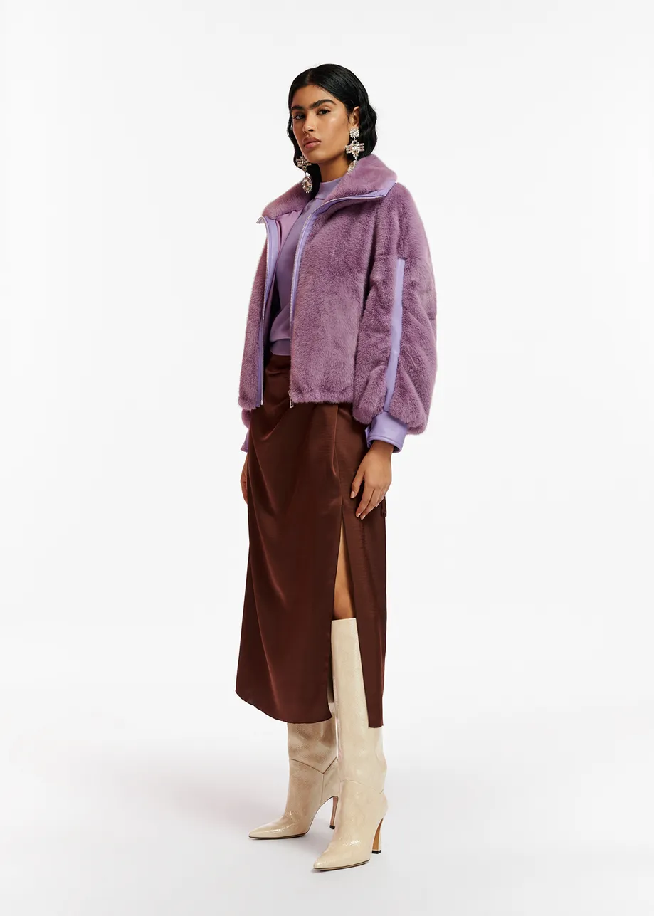 Purple faux fur jacket | Essentiel Antwerp United Kingdom