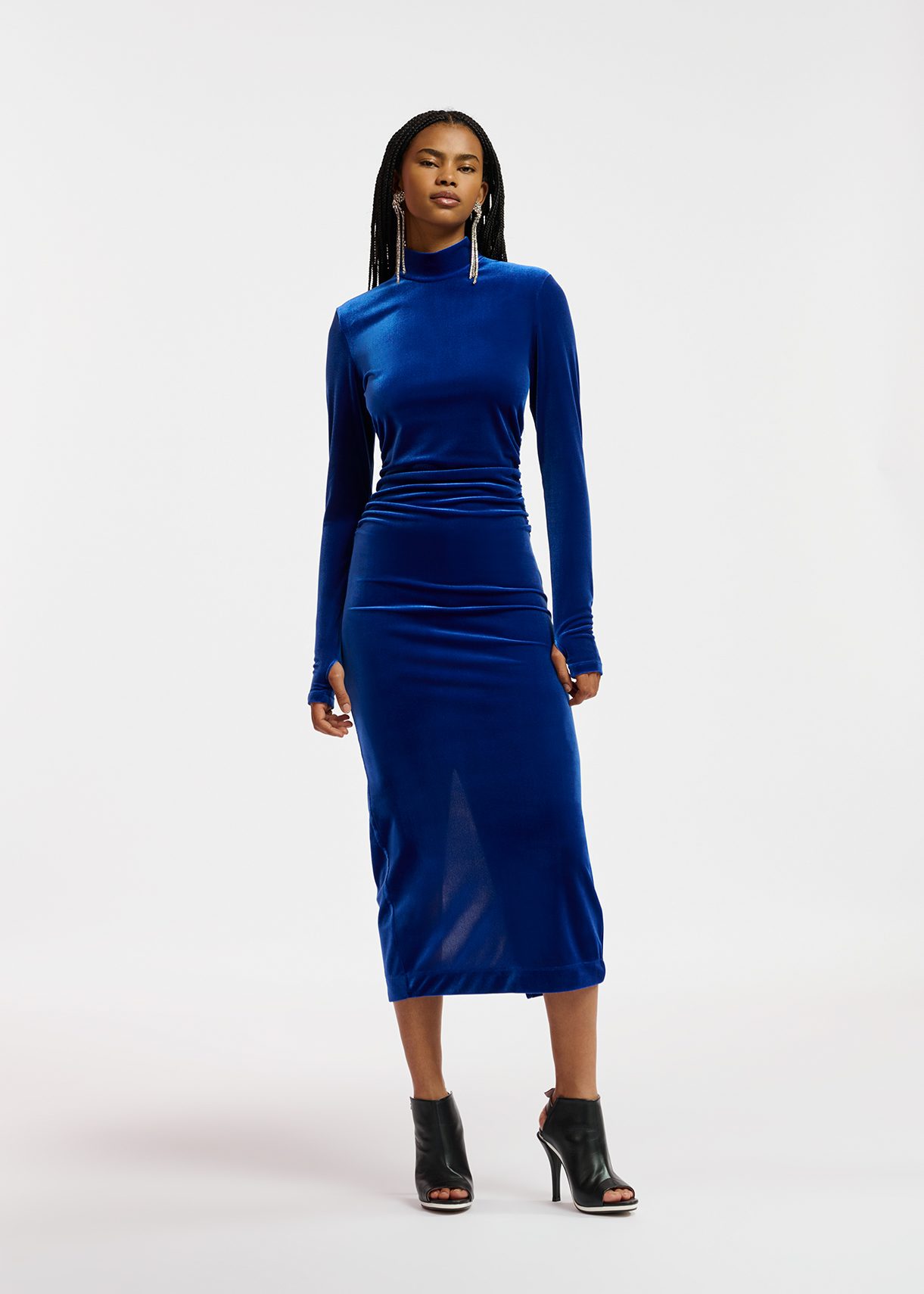 Blue velvet cocktail outlet dress