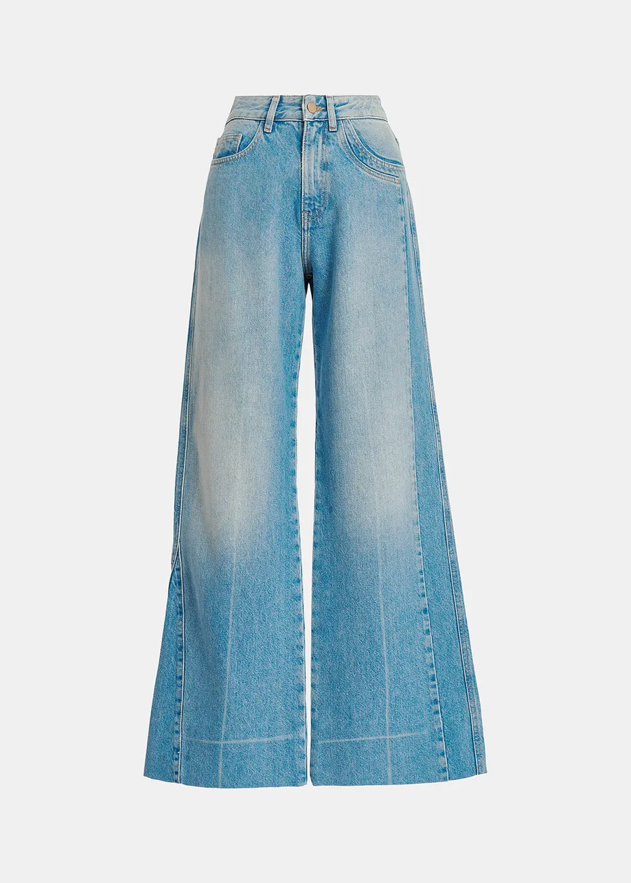 Straight-leg blue jeans