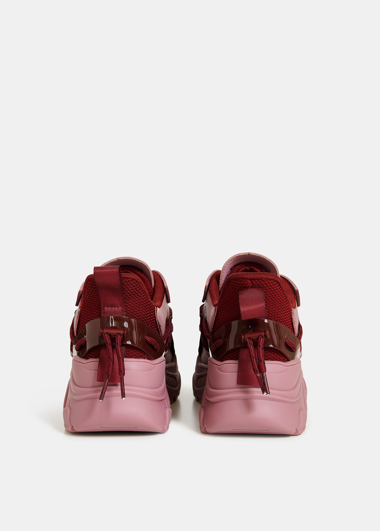 Mauve bordeaux en zilveren sneakers met chunky zool Essentiel