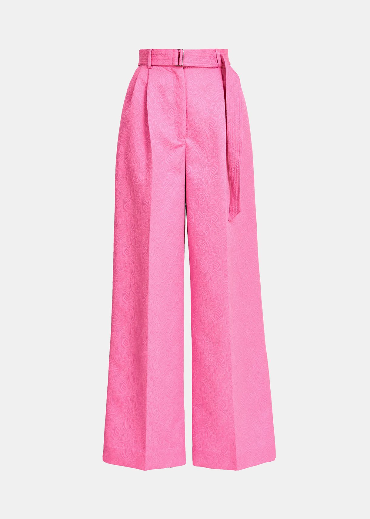 Pink jacquard straight-leg pants