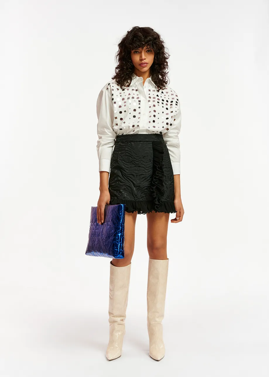 Black mini skirt with ruffle