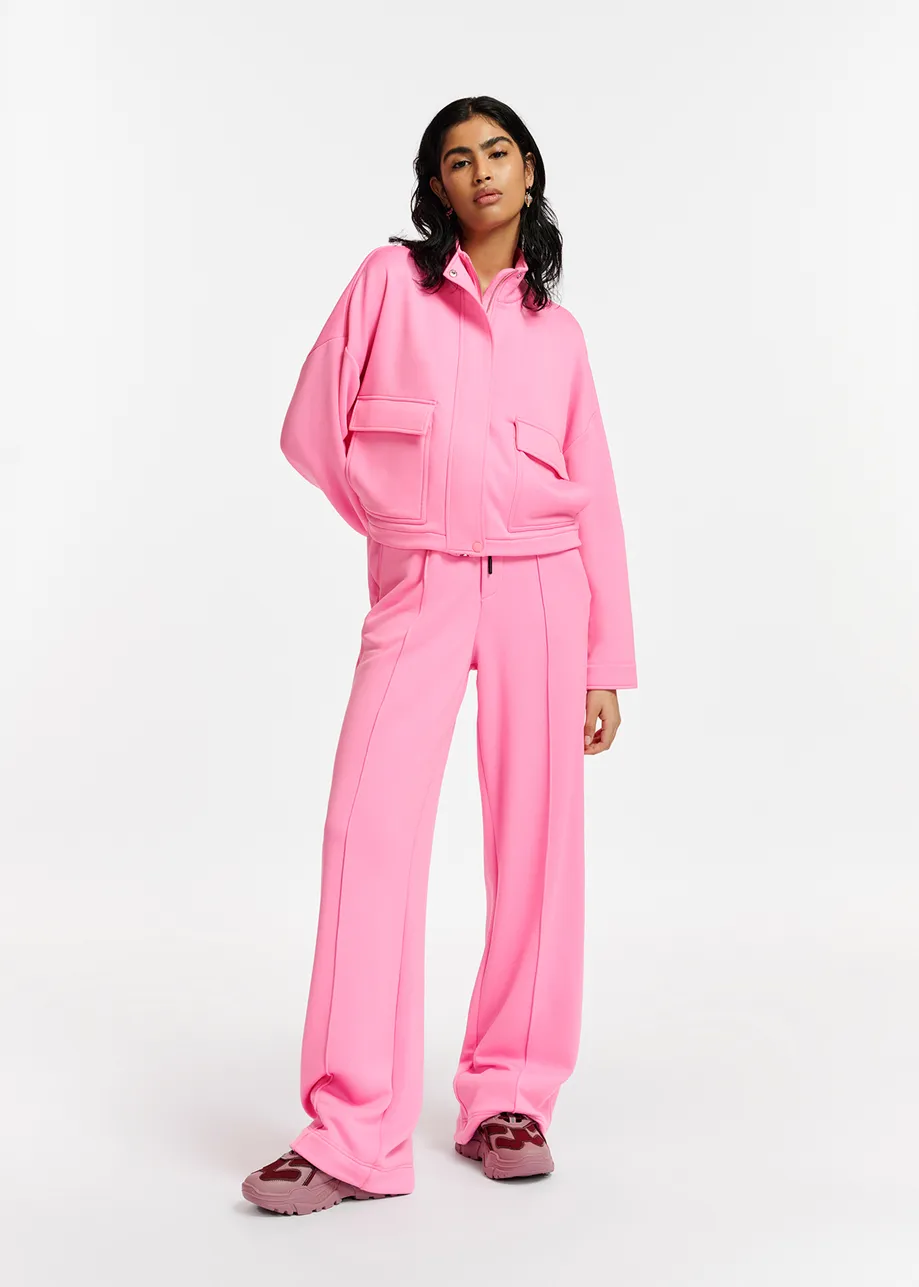 Pink wide-leg jersey track pants