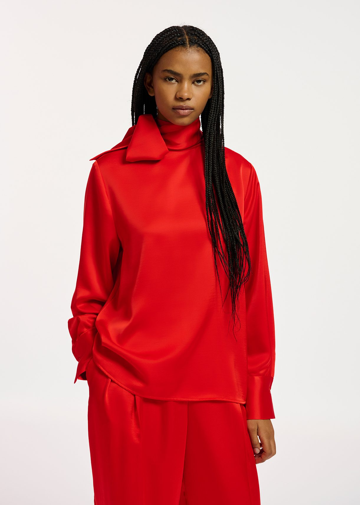 Red sale silk turtleneck