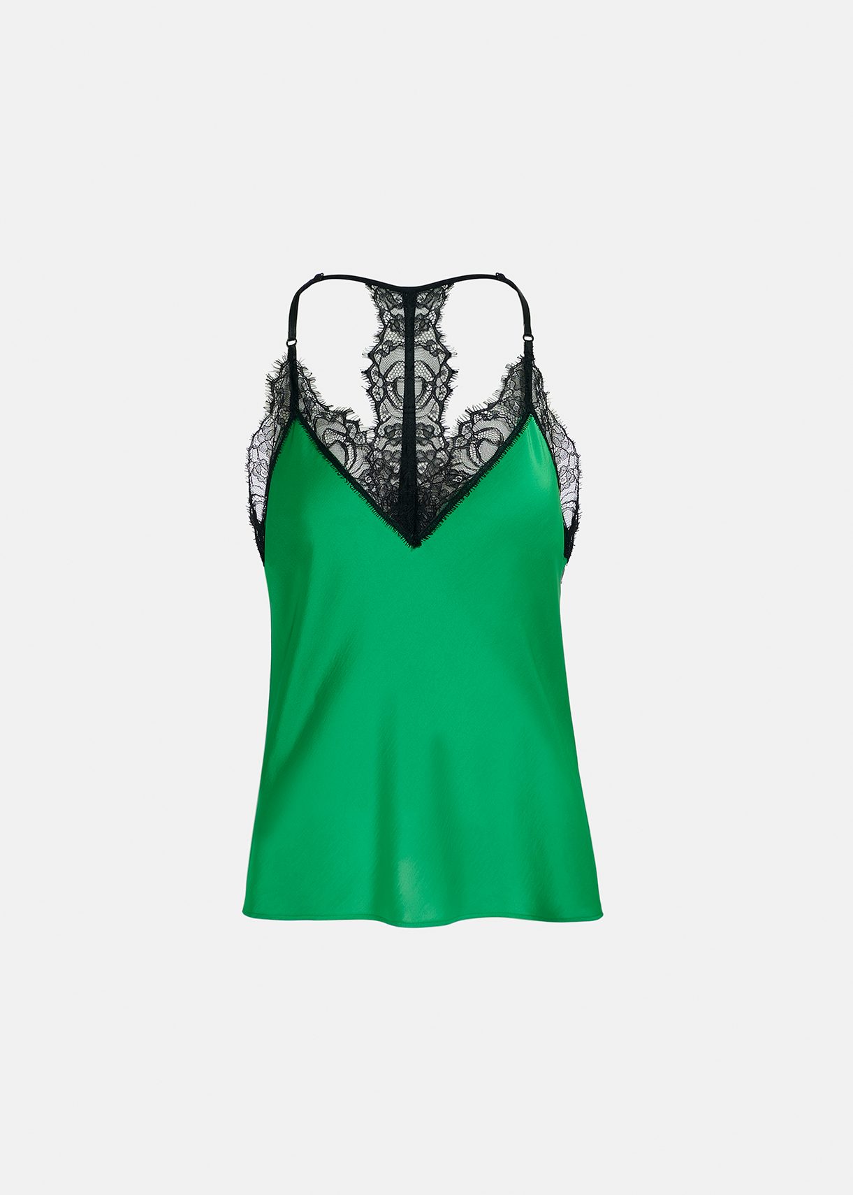 Green lace-trimmed camisole