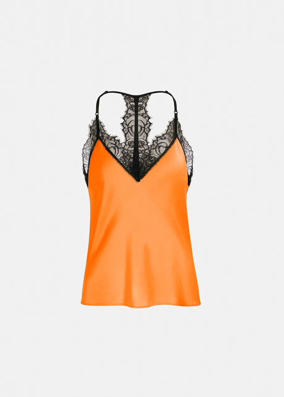 Orange lace-trimmed camisole