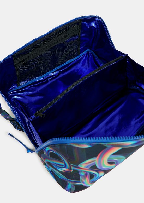 Black abstract printed duffle bag - collaboration with UNRUN