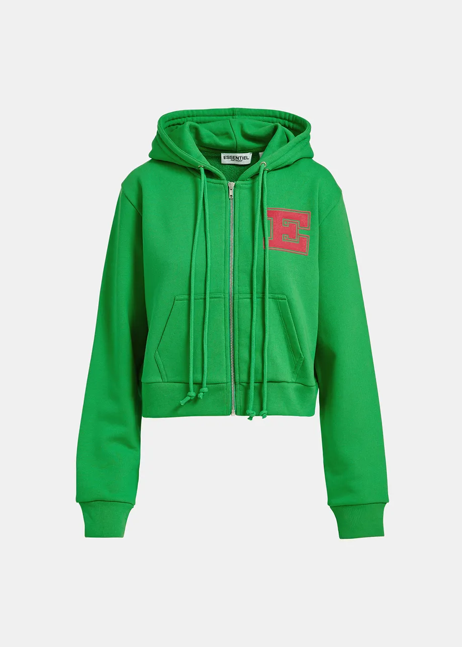 Green organic cotton-jersey zipped hoodie
