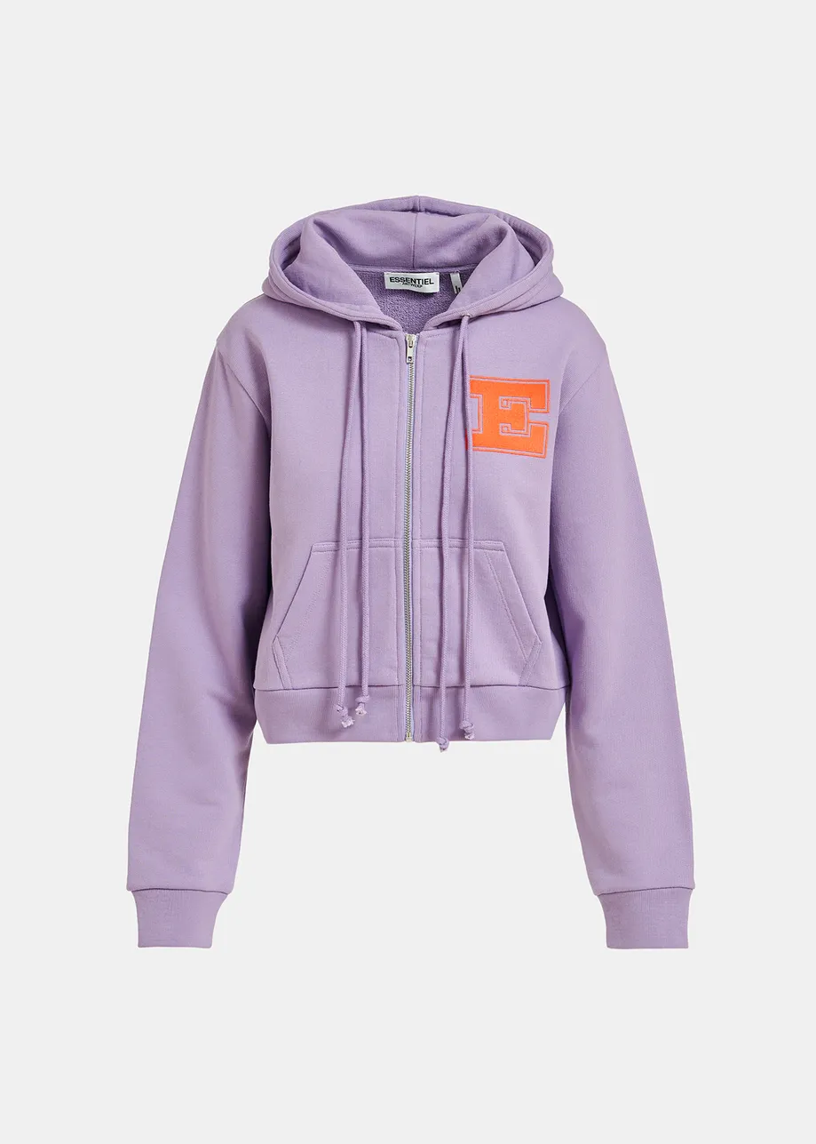 Purple organic cotton-jersey zipped hoodie