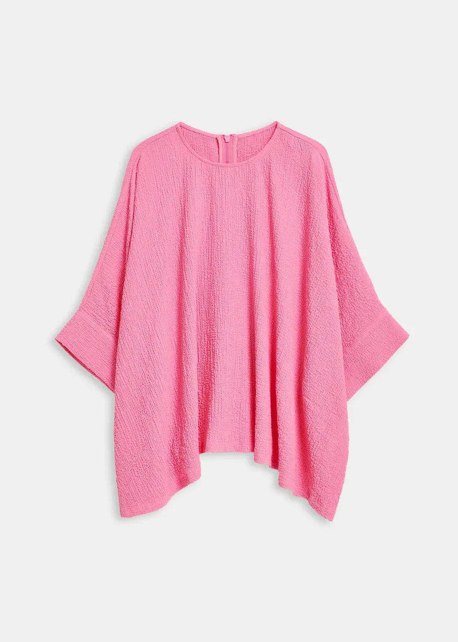 Pink oversized seersucker top