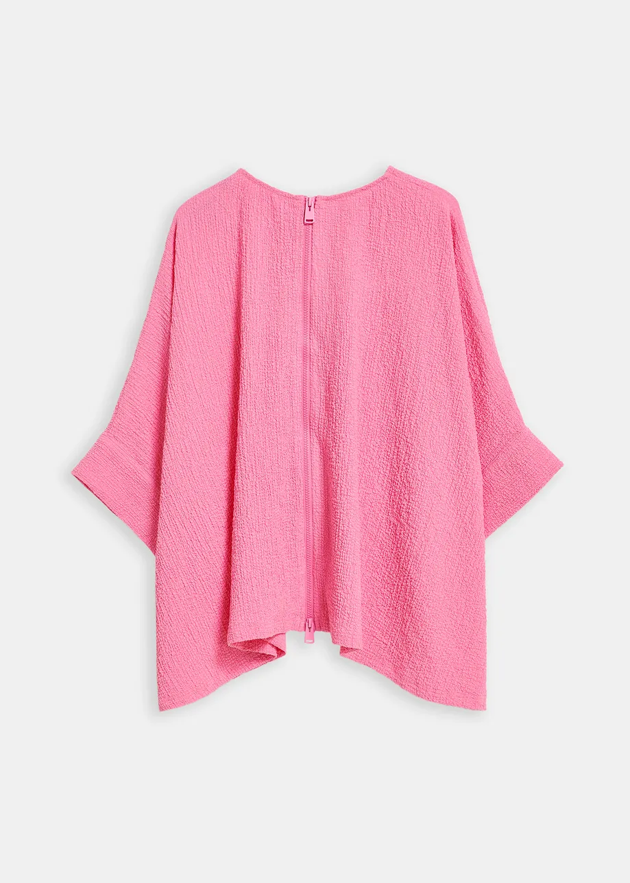 Pink oversized seersucker top