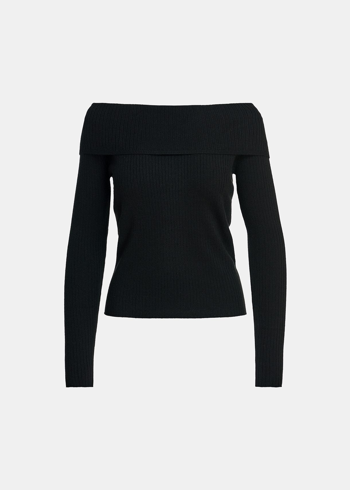 Black off-the-shoulder knit sweater