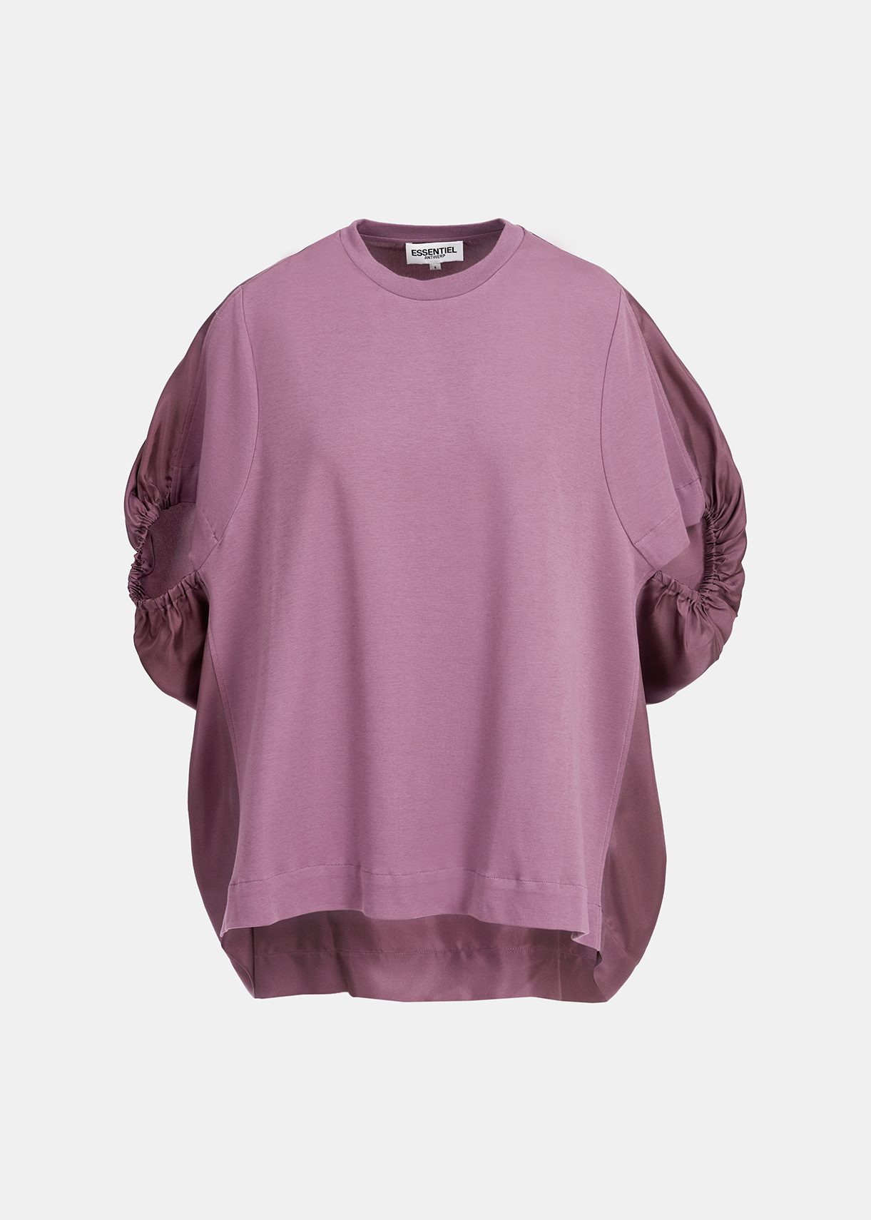 Mauve T-shirt with silk back panel