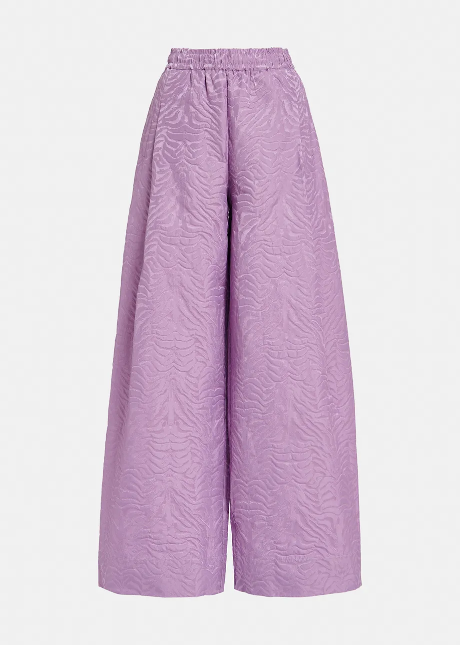 Lilac zebra jacquard wide-leg pants