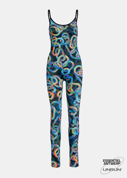 Zwarte bodysuit met abstracte print - samenwerking met UNRUN