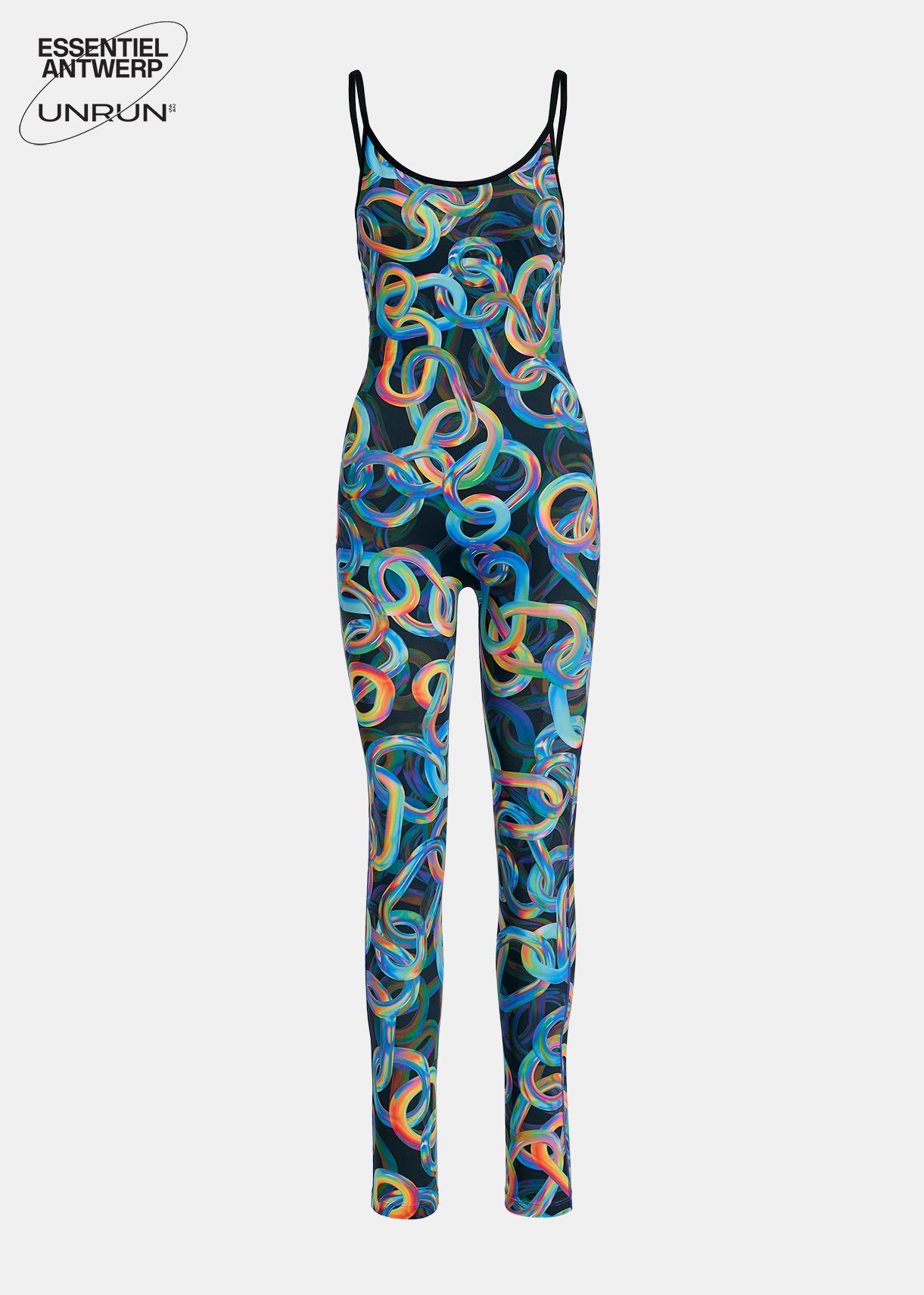 Zwarte bodysuit met abstracte print - samenwerking met UNRUN