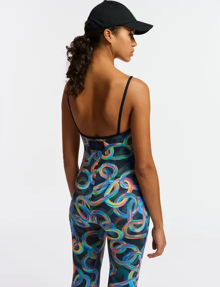 Black abstract printed one piece - collaboration with UNRUN