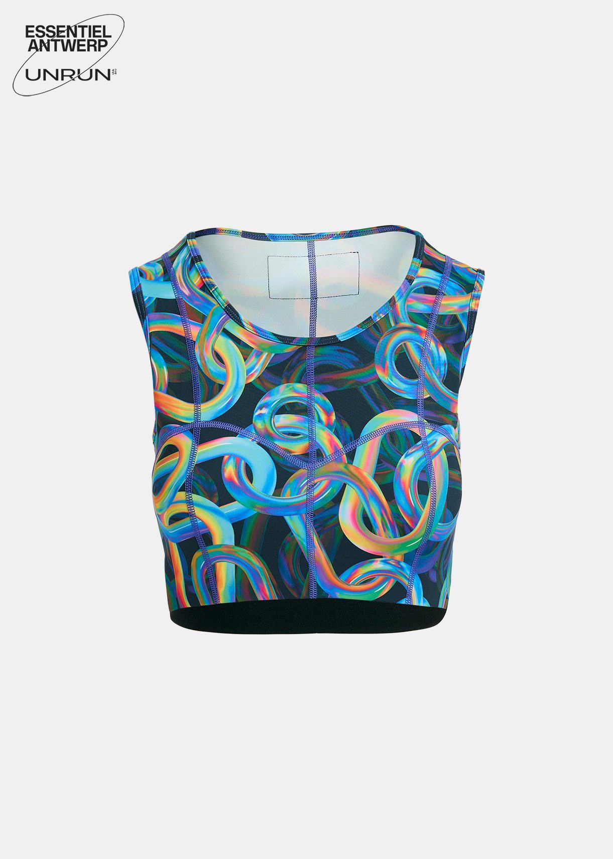 Black abstract printed sports bra - collaboration with UNRUN