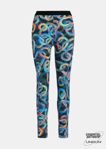 Zwarte sportlegging met abstracte print - samenwerking met UNRUN