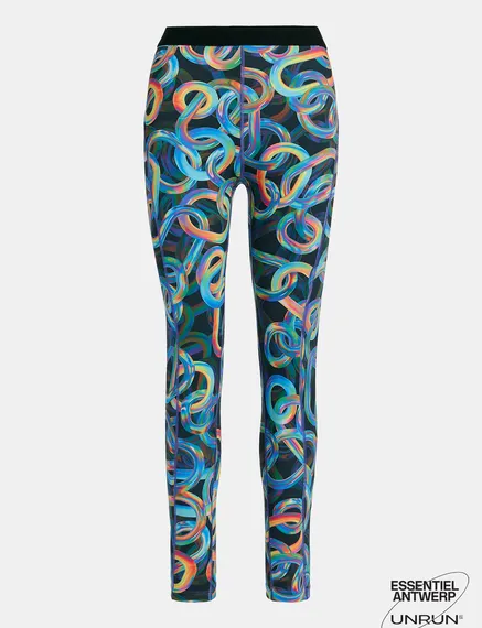 Black abstract printed sports leggings  - collaboration with UNRUN