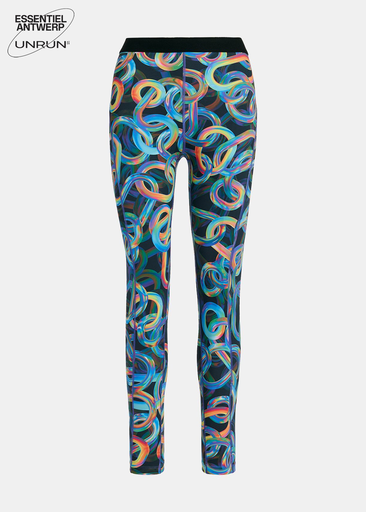 Zwarte sportlegging met abstracte print - samenwerking met UNRUN