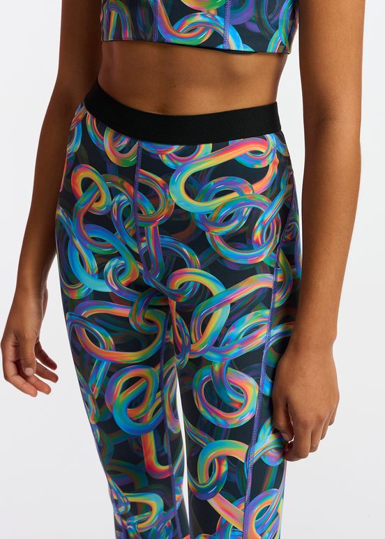 Schwarze Sport-Leggings mit abstraktem Print - Zusammenarbeit mit UNRUN