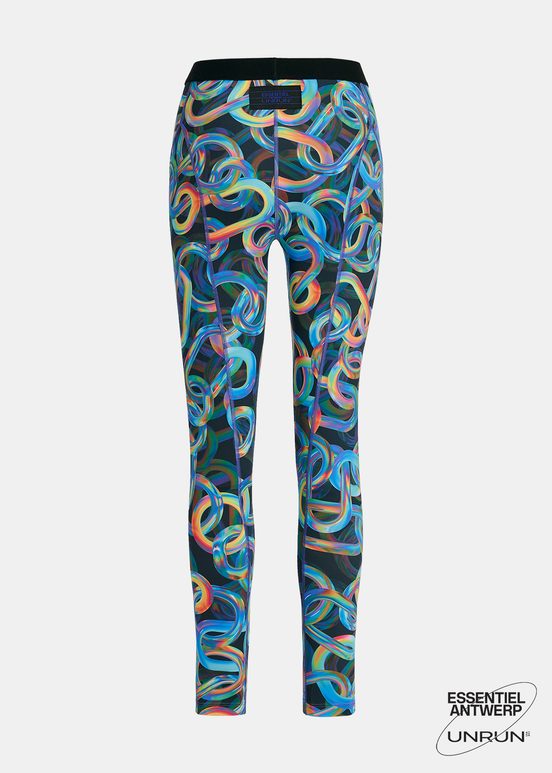 Black abstract printed sports leggings  - collaboration with UNRUN