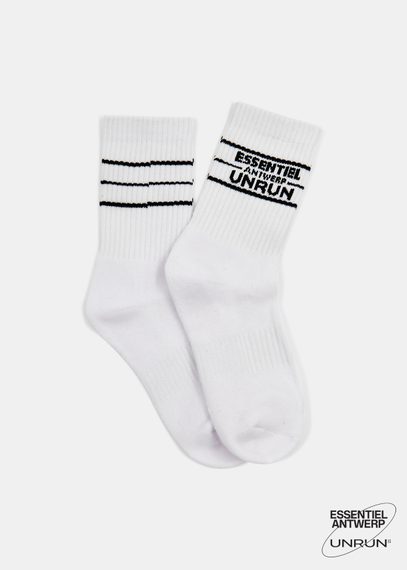 Chaussettes blanches côtelées avec logo - collaboration avec UNRUN