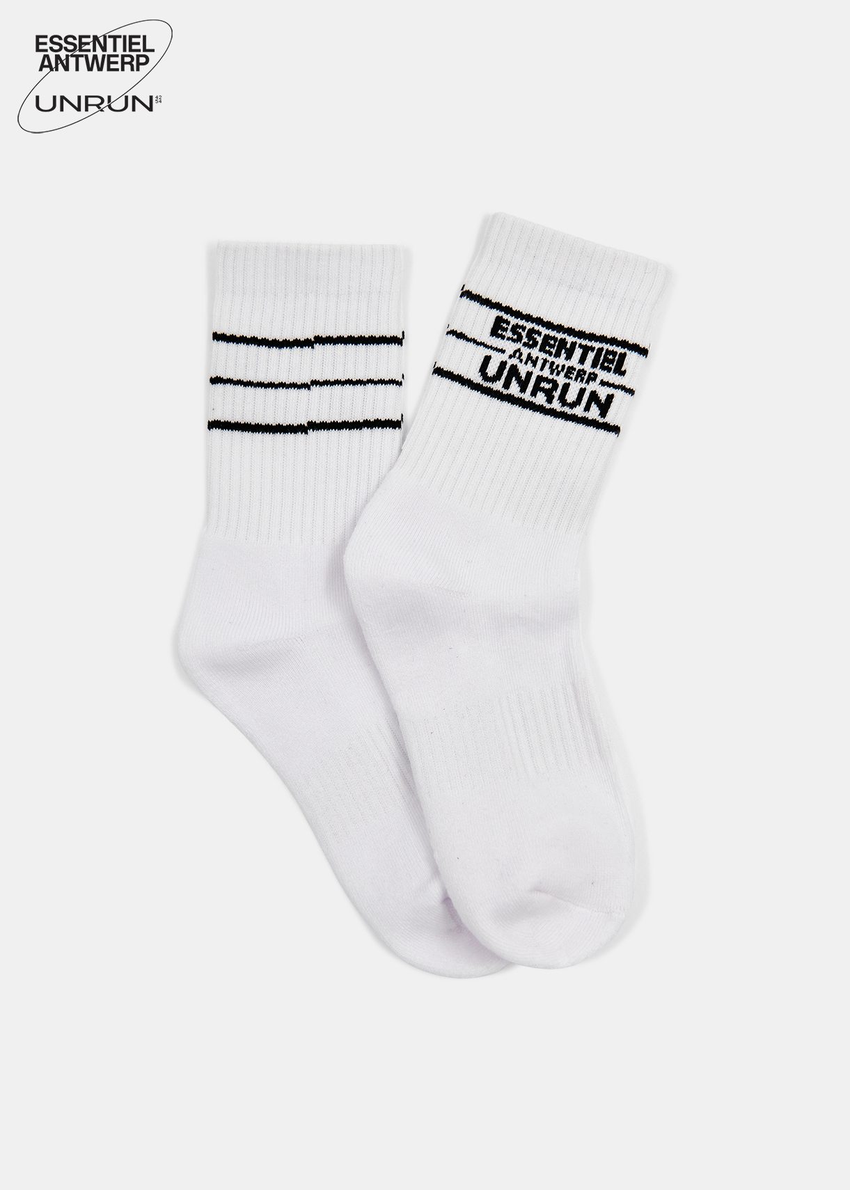 Chaussettes blanches côtelées avec logo - collaboration avec UNRUN