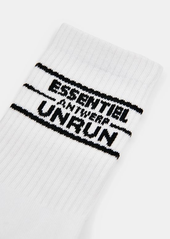 Weiße, gerippte Socken mit Logo - Zusammenarbeit mit UNRUN