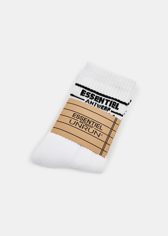 White rib-knitted logo socks - collaboration with UNRUN