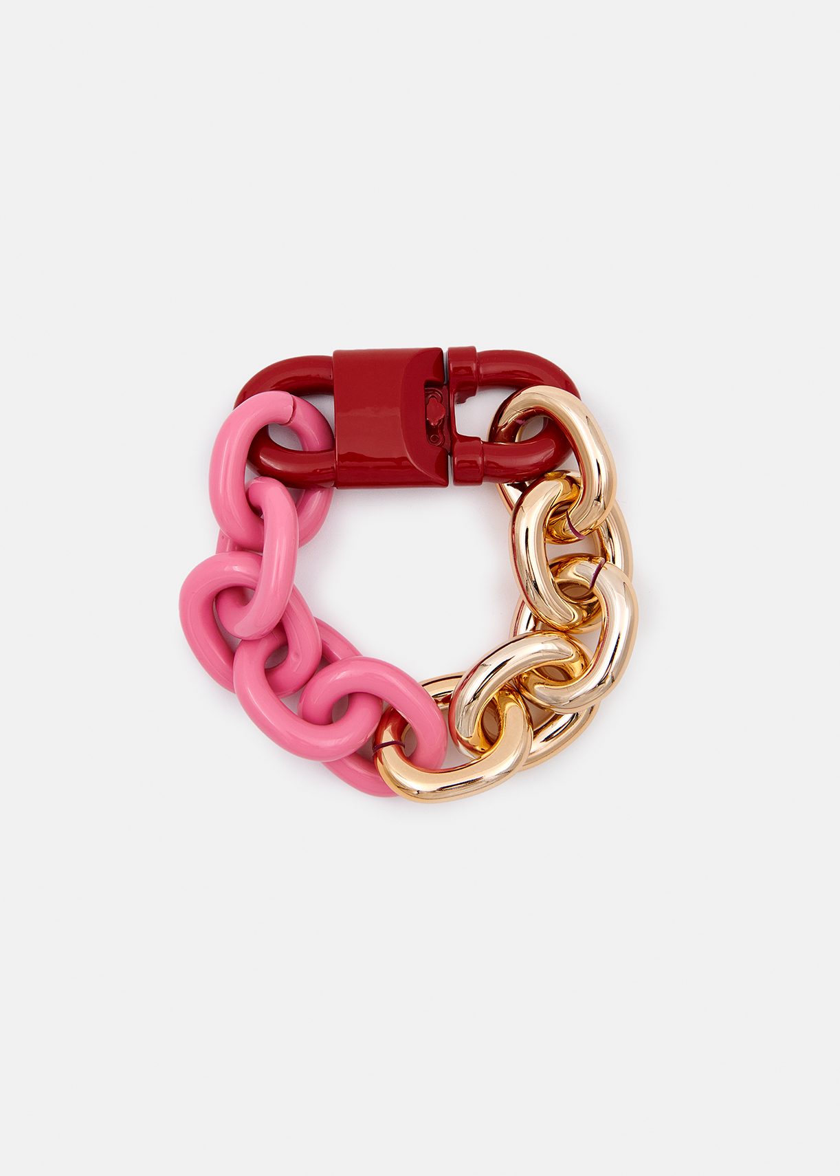 Gold, pink and burgundy chunky chain bracelet | Essentiel Antwerp