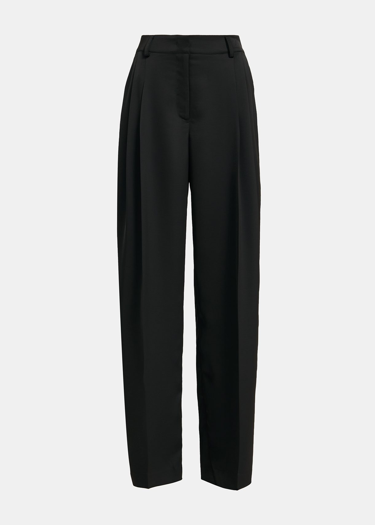 Black tapered-leg satin pants